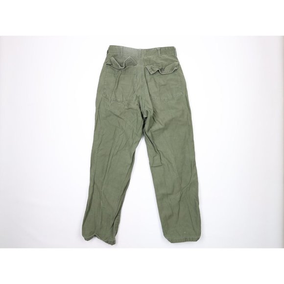 Vintage 60s Vietnam War Mens 29x29 Type 1 OG 107 Cotton Sateen Pants Green USA - Picture 7 of 9
